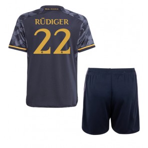 Lacne Dětský Futbalové dres Real Madrid Antonio Rudiger #22 2023-24 Krátky Rukáv - Preč (+ trenírky)